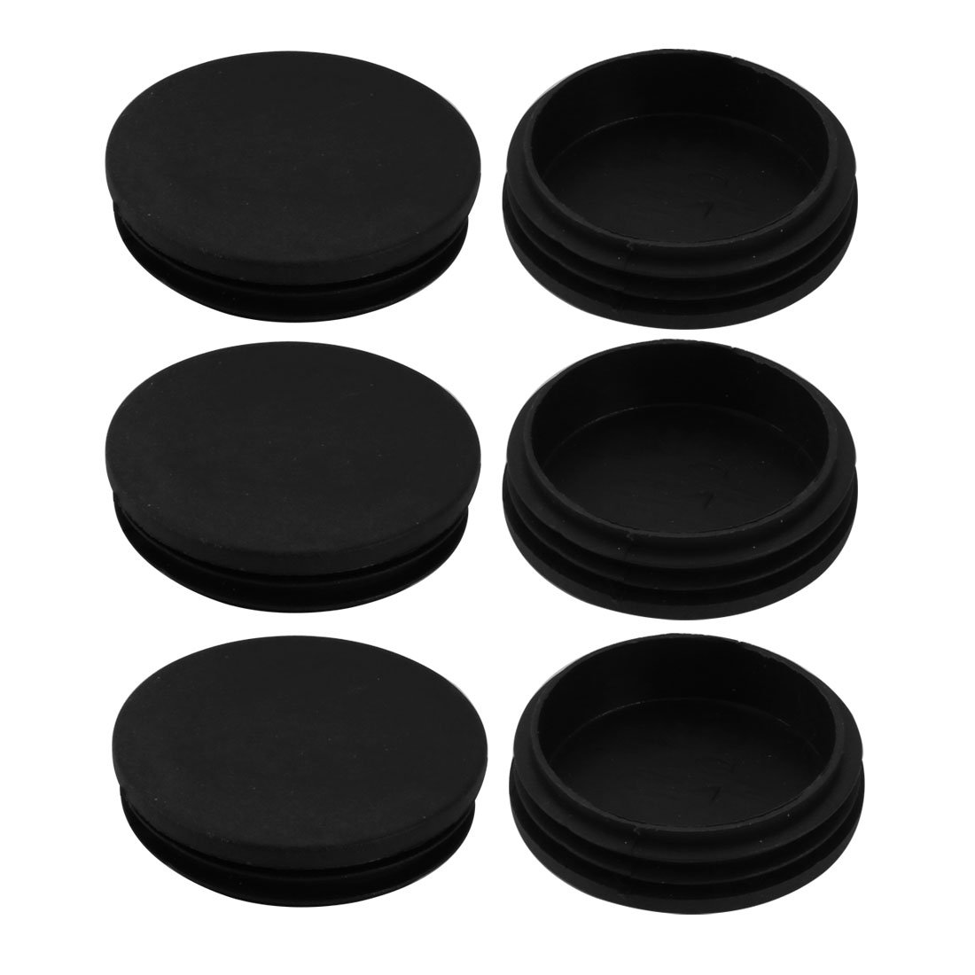 uxcell 6pcs 70mm Diameter Tube Insert Chair Leg Cap Round Black Plastic