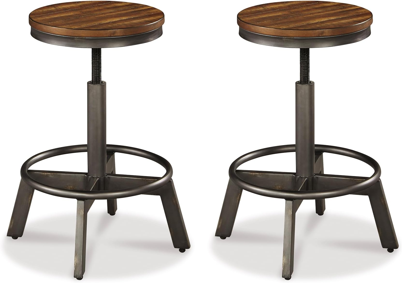 Torjin Industrial 24" Adjustable Height Barstool, 2 Count, Brown