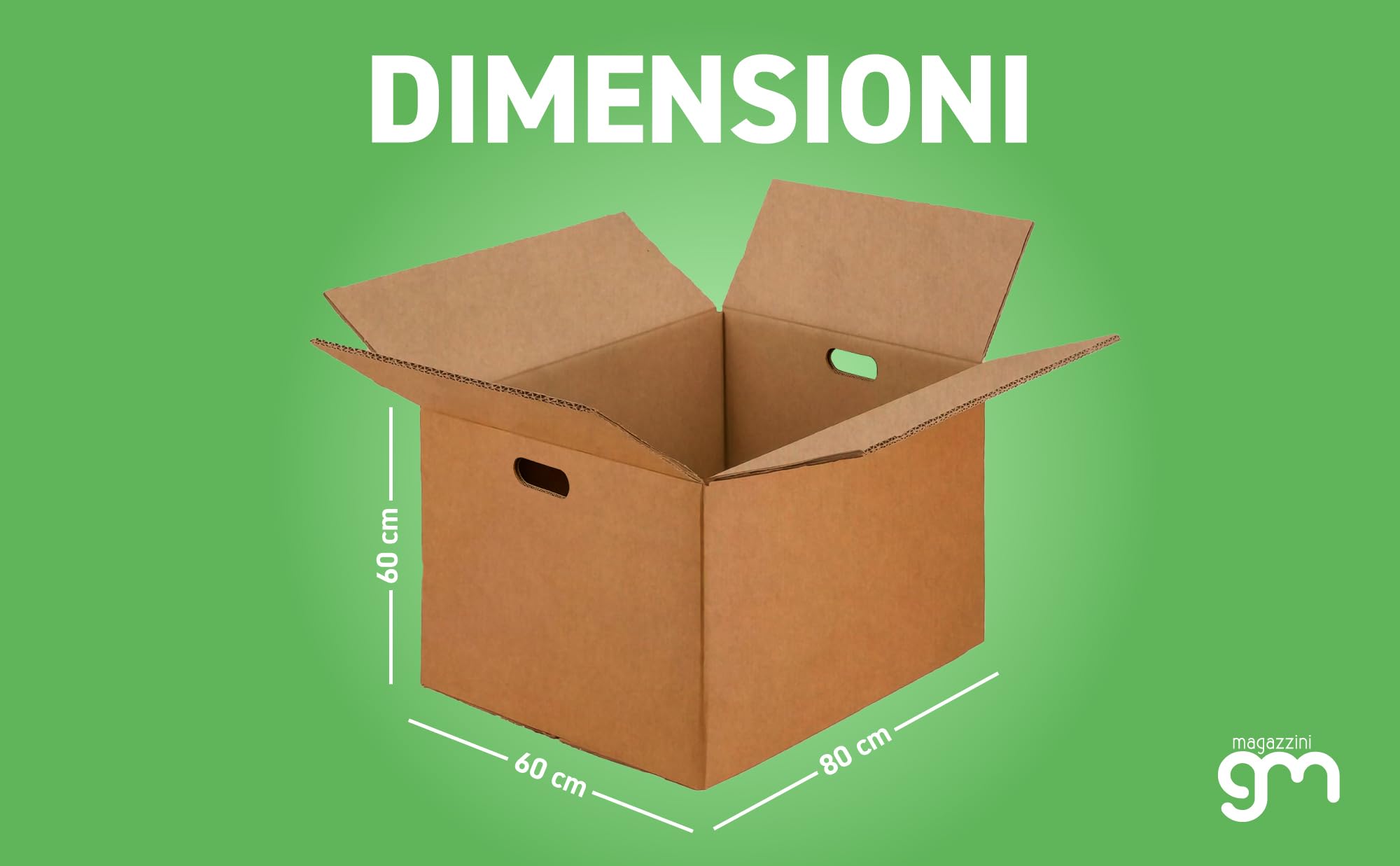 MagazziniGM, Lote de 5 cajas de cartón resistentes para mudanzas, envíos y embalajes seguros, cajas avana robustas y reutilizables (80 x 60 x 60 cm, doble onda con asa)