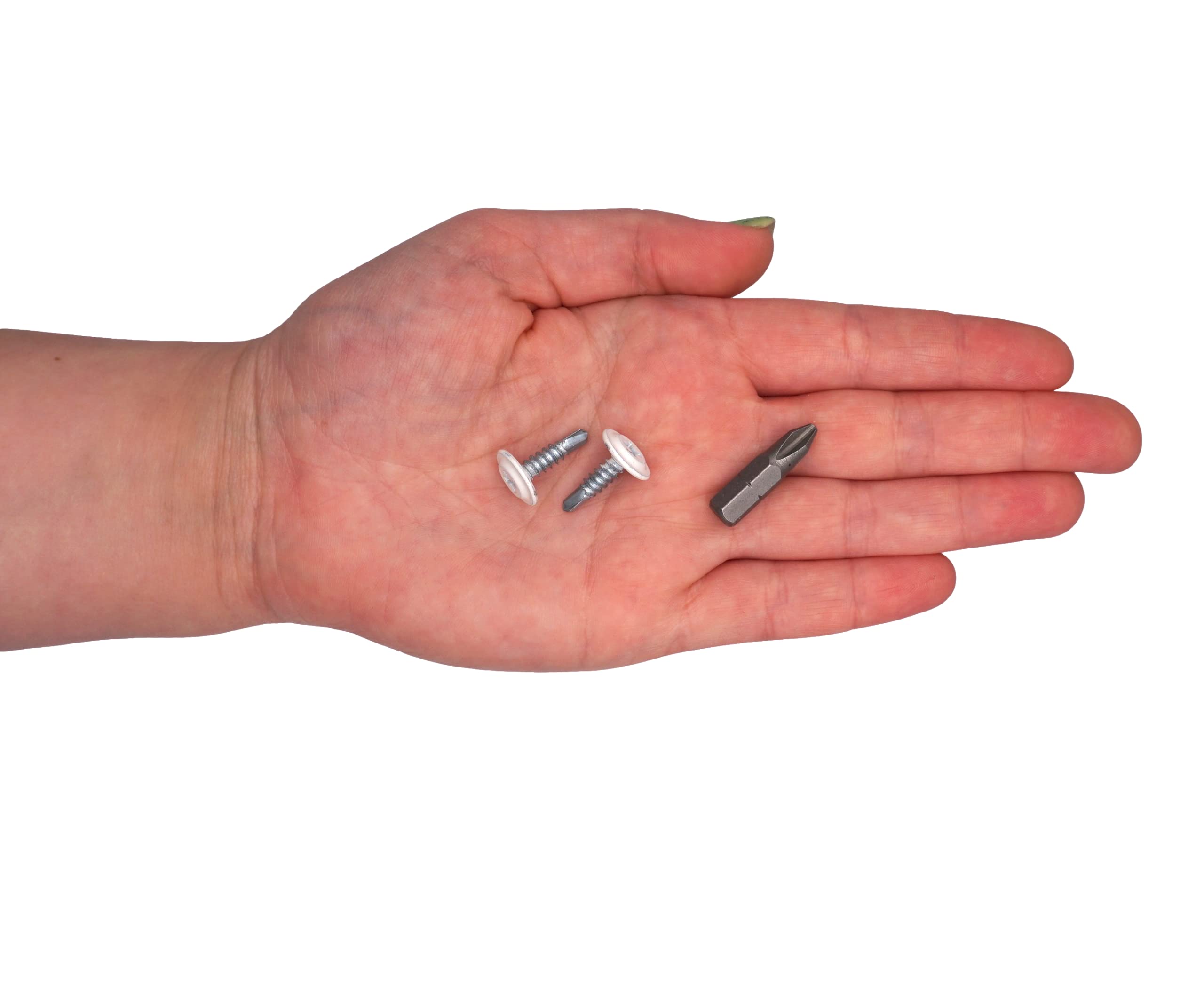 SKIR'CO - Tornillos autoperforantes (150 unidades, 4,2 x 16 mm, cabeza de armadura modificada Phillips, tornillo de chapa metálica, cabeza de oblea (150, blanco puro RAL 9010)