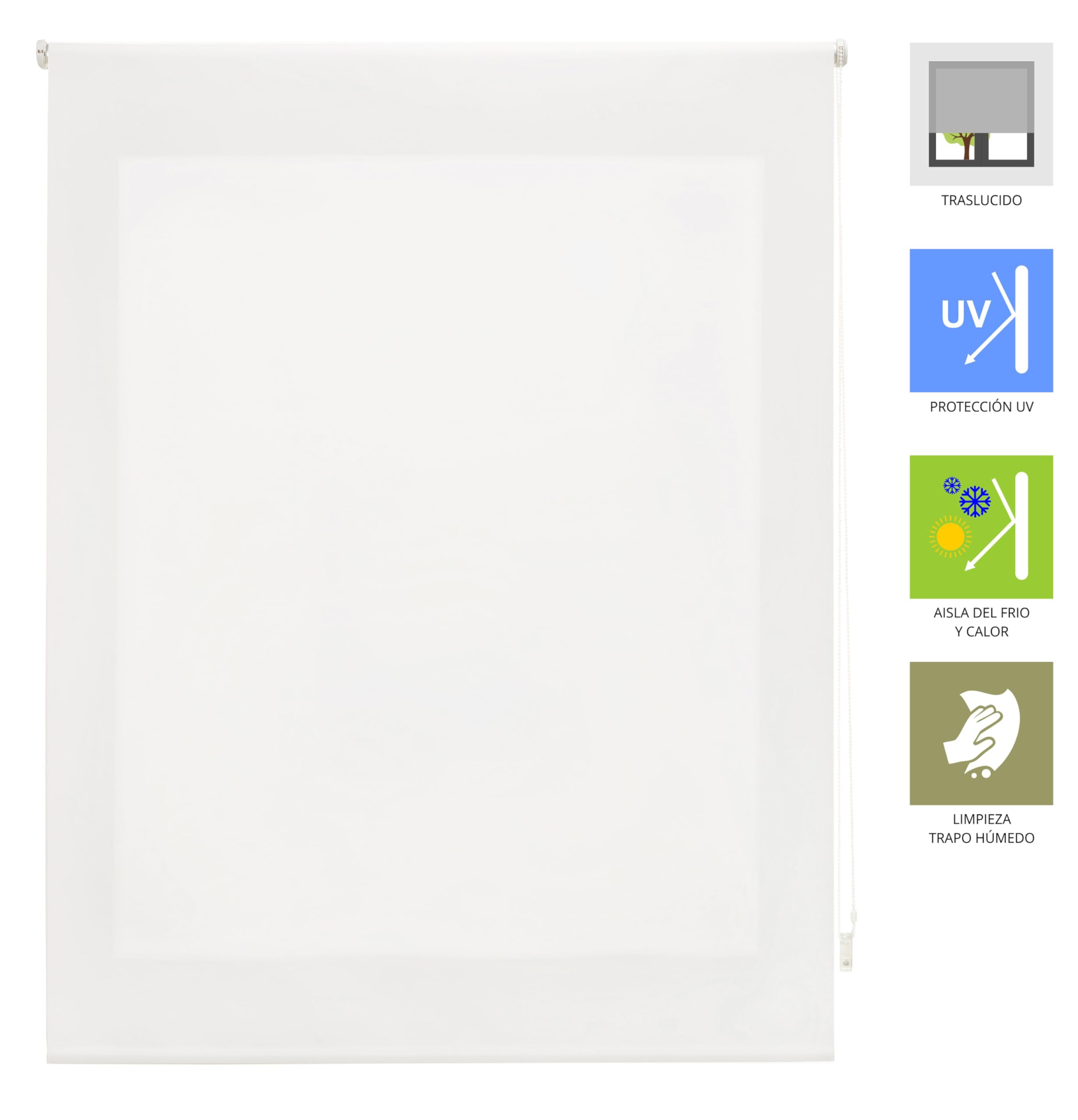 ECOMMERC3 Store Enrouleur translucide uni Dimensions 160 x 175 cm - Store Enrouleur d'installation au Mur ou au Plafond Couleur Blanc cassé