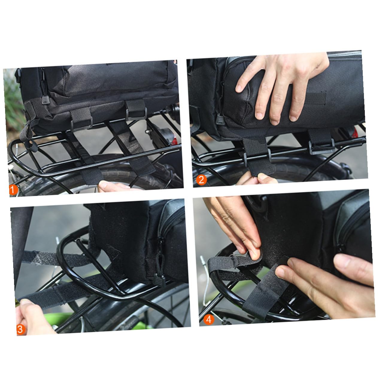 Hohopeti Borsa per Portapacchi Bici, Capienza Ampia in Nylon Nero | Strisce Riflettenti, Vestibilità, per Mountain Bike e Bici da Ragazzo Ragazza