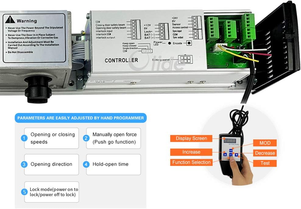 Handheld programmer displaying adjustable parameters