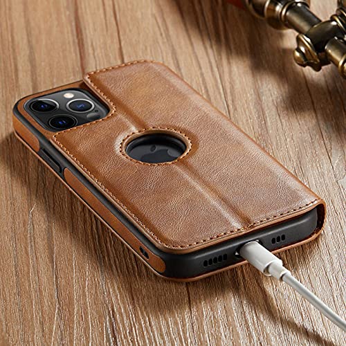 Casus Logo View Compatible With Iphone 12 Pro Max Wallet Case Slim Magnetic Flip Cover Faux Leather With Card Holder Slot Thin Kickstand (2020) 6.7" (Brown) #TOP7