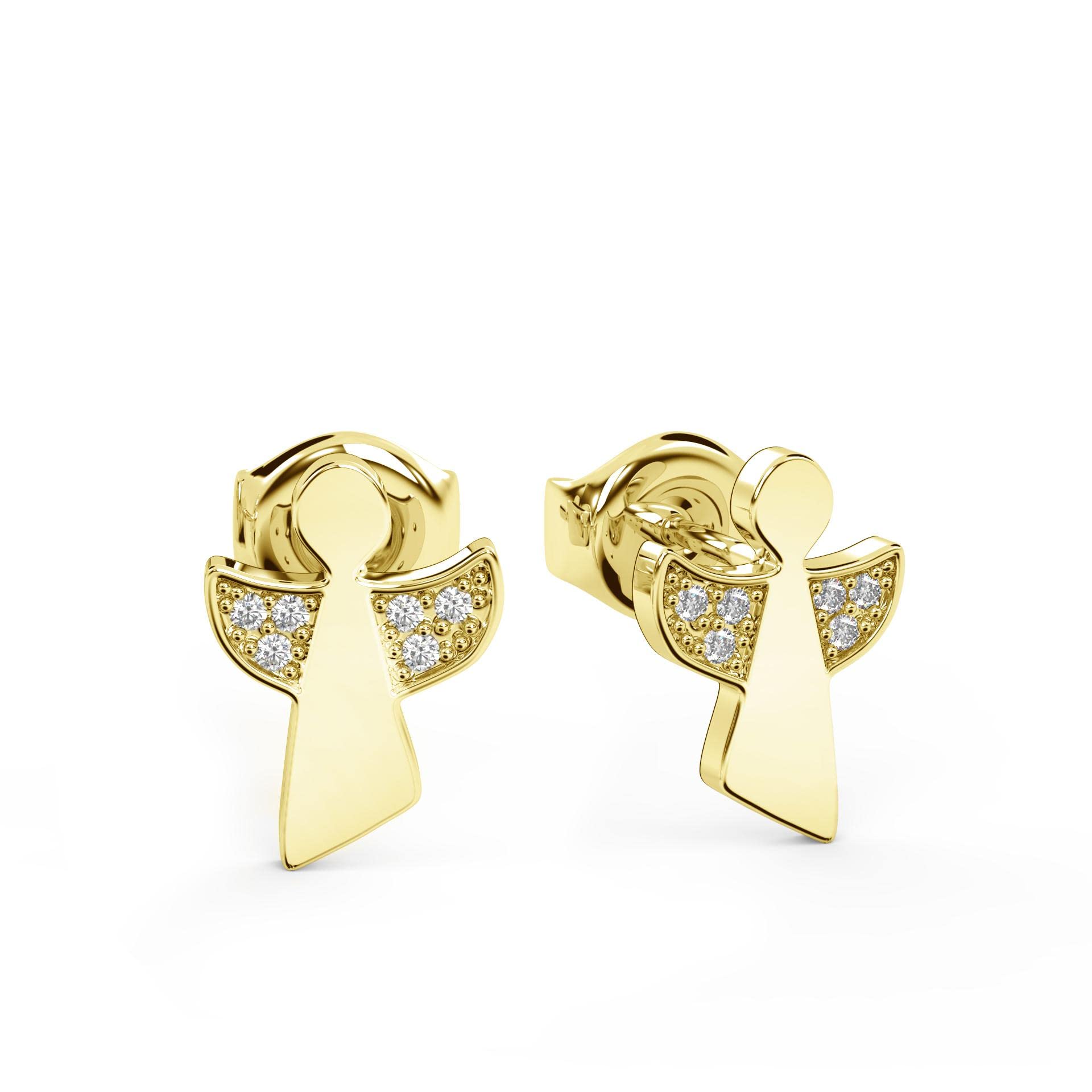 Ohrringe Engel Gold Zirkonia Ohrstecker für Kinder Mädchen Silber 925