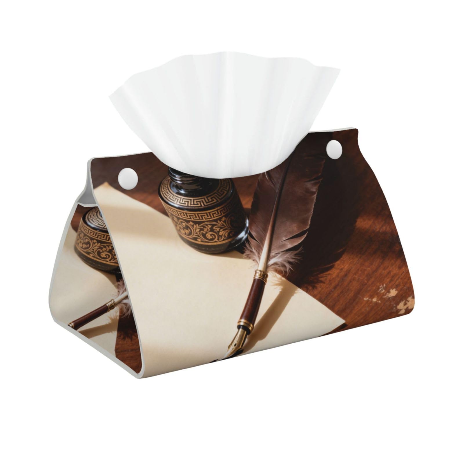 Ink Bottle Long Leather Tissue Box Cover-Waterproof PU Leather Tissue Holder for Bathroom, Decorative Rectangular Tissue Case