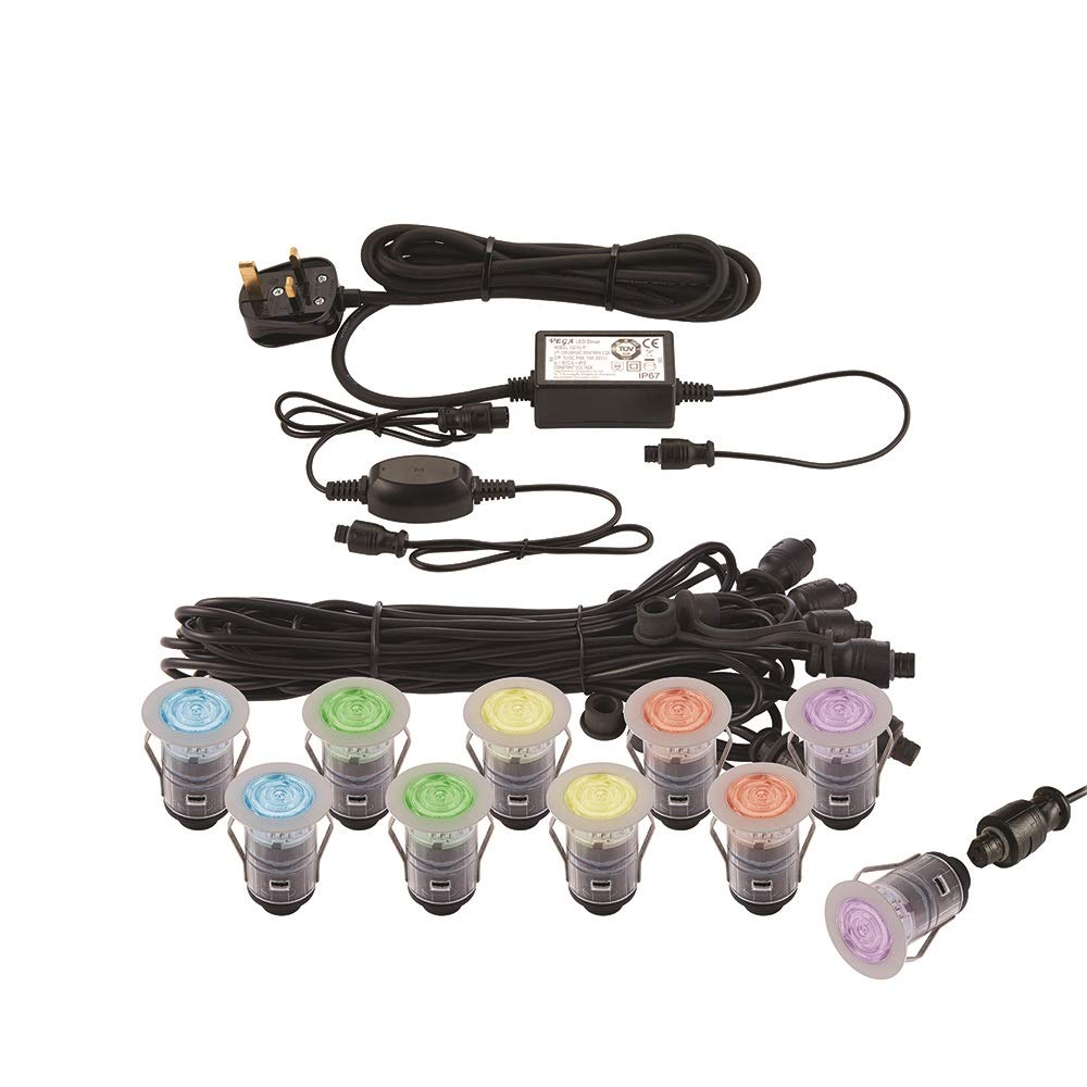 Saxby Lighting Saxby 91961 Smart Ikon Pro 10 X 35Mm Outdoor Ip67 Rgb Voice Activated Decking Lights