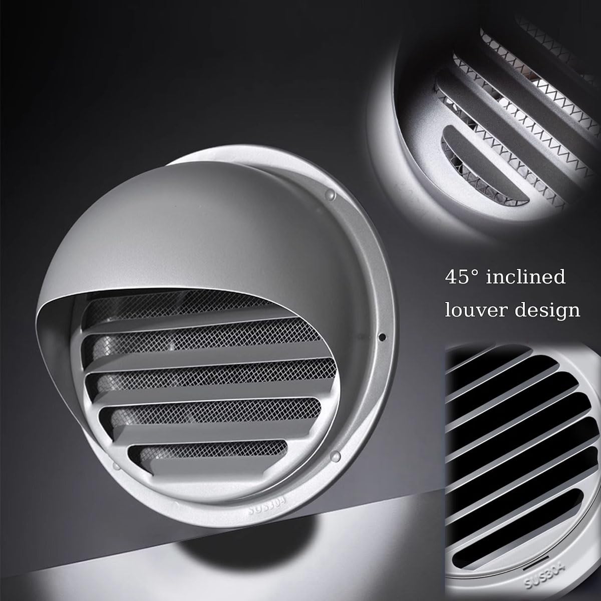 Griglia di Scarico Rotonda per Ventilazione Esterna a Parete, griglia di Ventilazione in Acciaio Inox Resistente alla corrosione (Gialla, 180 mm/7,2 Pollici)
