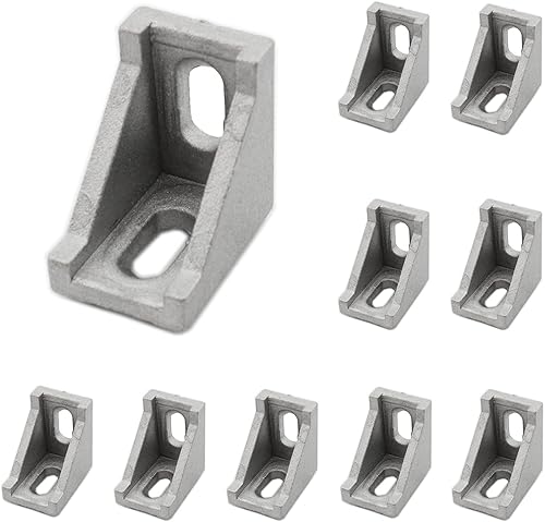 Paquete de 10 soportes de esquina de perfil de aluminio, 1.102 x 0.787 x 1.102 in en forma de L, soporte de junta en ángulo recto, conector de