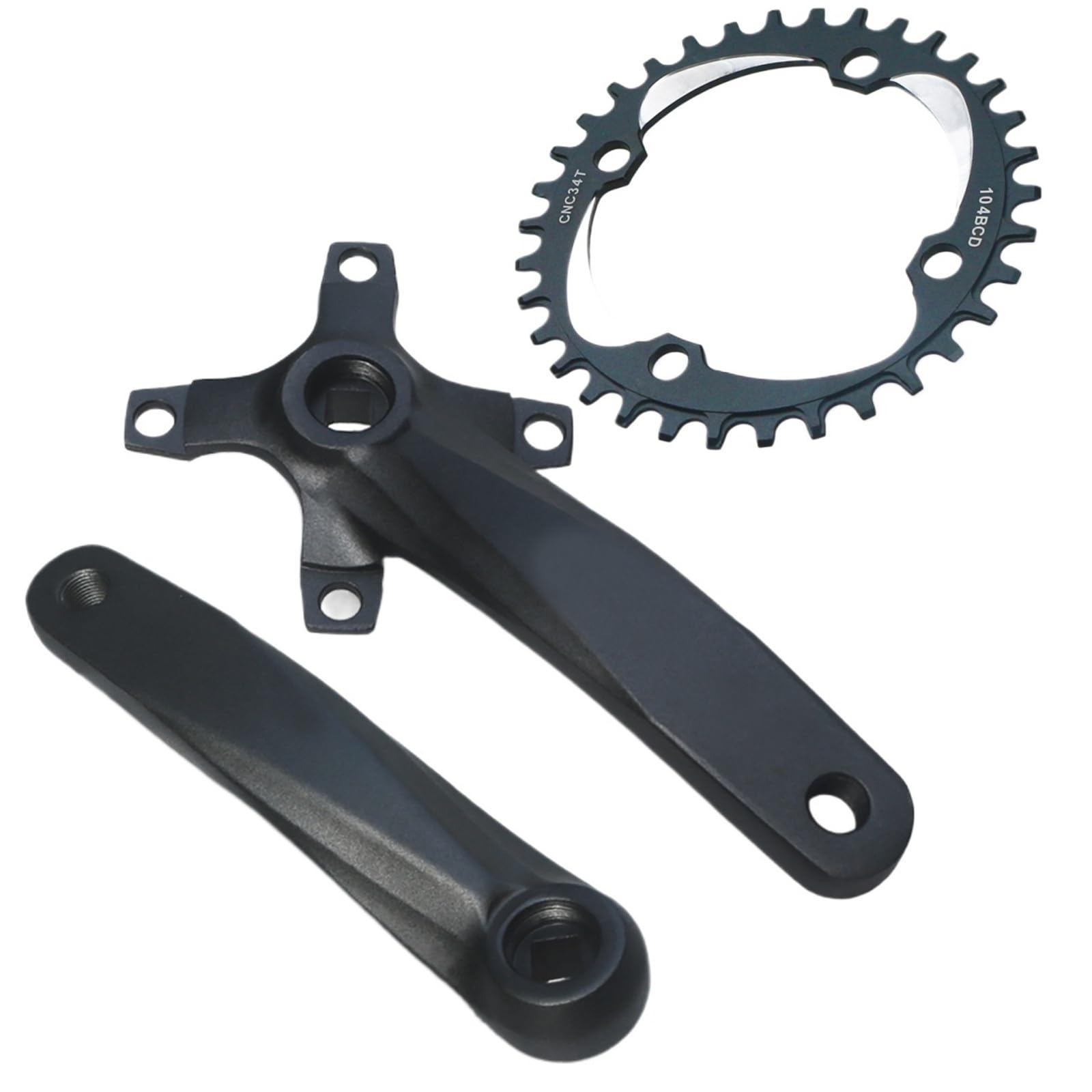 Juego de bielas MTB Black 104BCD con piñón de Orificio Cuadrado de 32-42 Dientes - Brazos de biela de 152/165/170 mm, Plato Estrecho y Ancho / 589 (Juego de bielas de 34 Dientes, 152 mm)