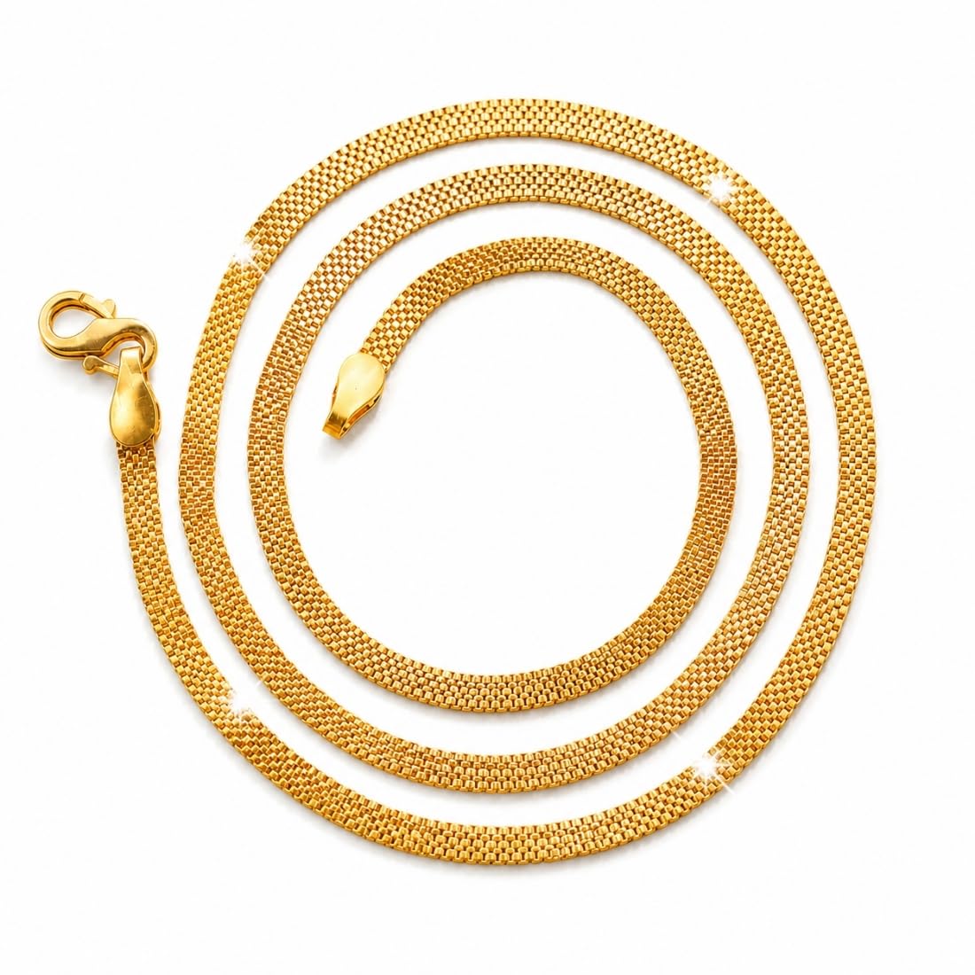 1gm Gold Plated 22in Light Weight Mesh Chain Necklace-image-4