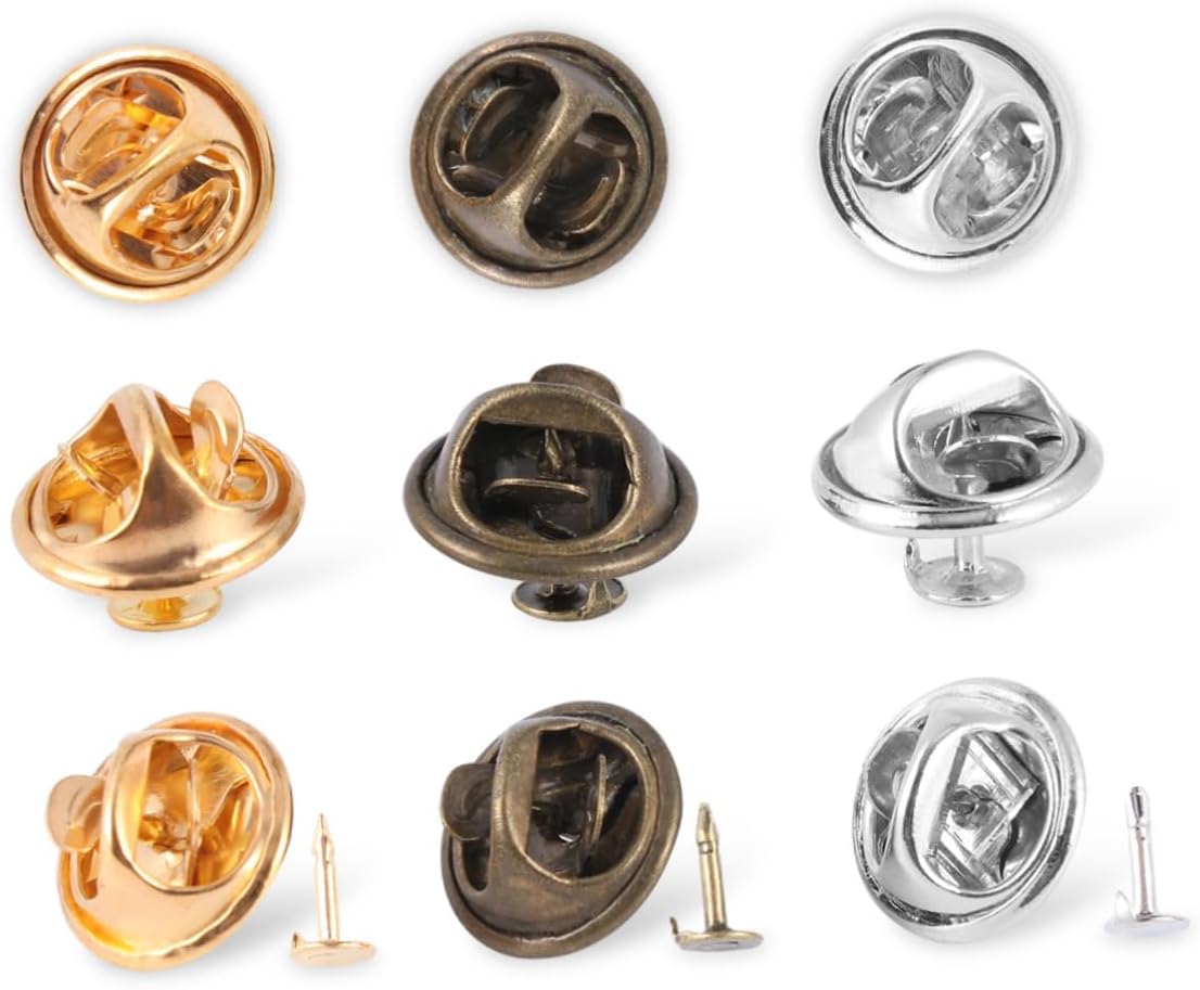 Veemoon 150 Set Copper Brooch Badge Pins with Clutch Pin Backs Durable Tie Tack Lapel for DIY Crafts and Jewelry Making Mixed Color