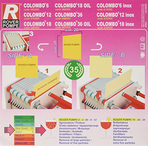 Ideale per l'uso con i filtri per vino/mosto Colombo 6 e Colombo 12