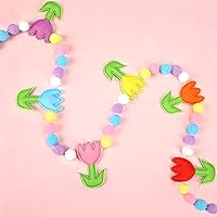 Jansun 8.2FT 3D Tulip Felt Flower Garland - Spring Decor for Mother's Day, Parties, Home & Events