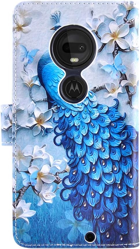 UrSpeedtekLive Moto G7, Moto G7 Plus Case, Premium PU Leather Wristlet Flip Wallet Case Cover with Card Slots & Stand for Motorola Moto G7/G7 Plus 6.2 inch - Peacock
