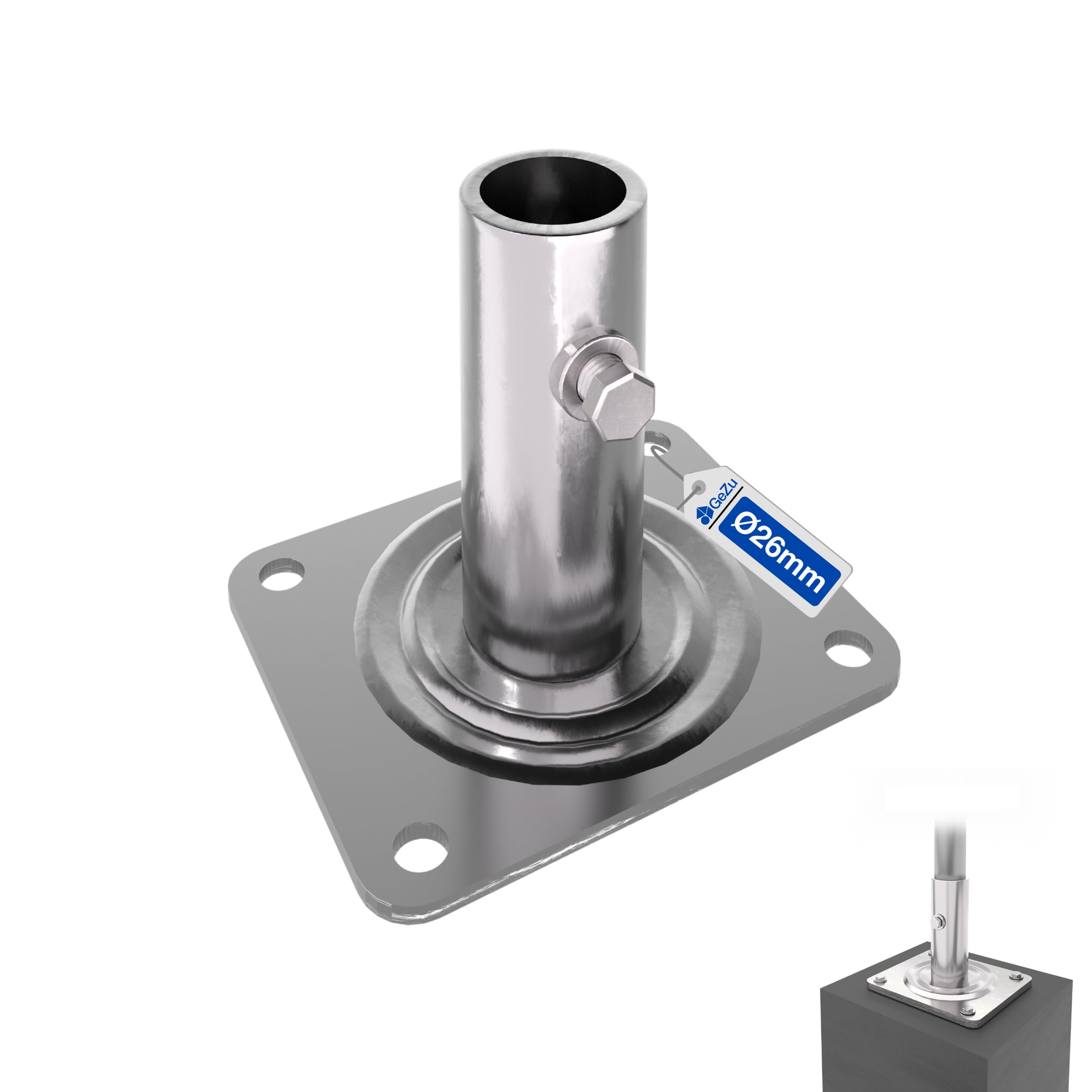 GeZu Impex Base Plate 135 x 110 x 120 mm Galvanised Scaffold Base Plates Heavy-Duty Baker Style Scaffolding Base
