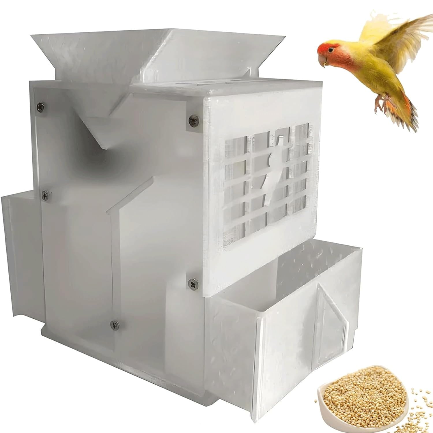 Separatore di gusci soffiati for mangime for uccelli,soffiatrice for cereali for mangime for uccelli con 2 granai e ventola a velocità regolabile,pulitore for semi for uccelli,vagliatrice for cereali(