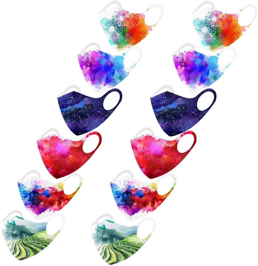 12PCS Kids Colorful Face_masks Cartoon Ice Silk Cotton Washable Dust-Proof Anti-Haze Breathable Mouth Coverings