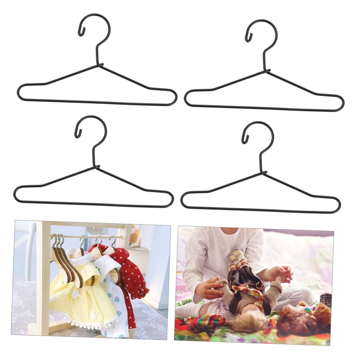Toyvian 20pcs Mini Hanger Clothes Rack Hangers Mini House Accessory Letter Metal Doll, Assorted Color a, 6.5x3.5cm - Image 2