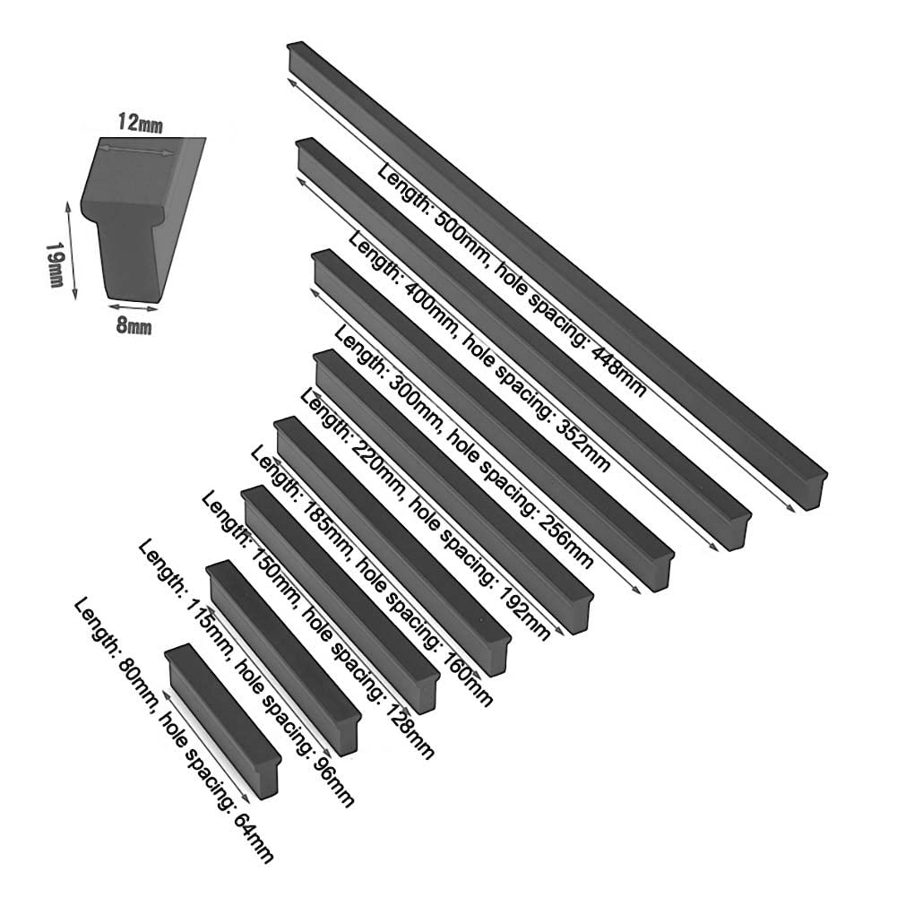 Pulls 8 Piezas Manijas De Las Puertas del Armario Asa Tiradores De Cajón (Distancia Agujero 128mm, Longitud 150mm) Moderno Aluminio Ferretería para Muebles por Dormitorio Armario Cocina (Negro Mate)