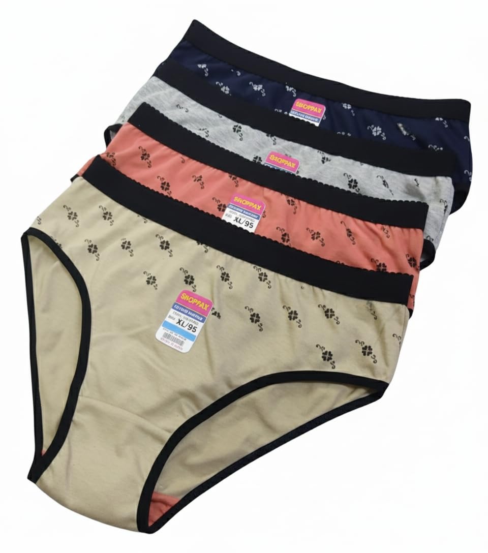 Women's Cotton Panties, Cotton Underware Breathable Hipster, Brief Mid Waist, Women Panties (Pack of 4) Multicolour