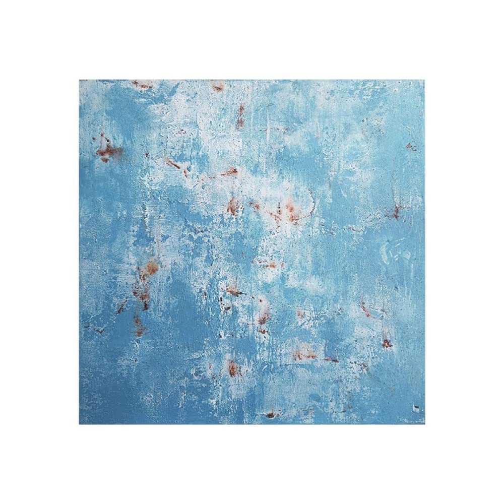 Peinture wabi-sabi abstraite bleue pour grand mur salon et chambre vintage