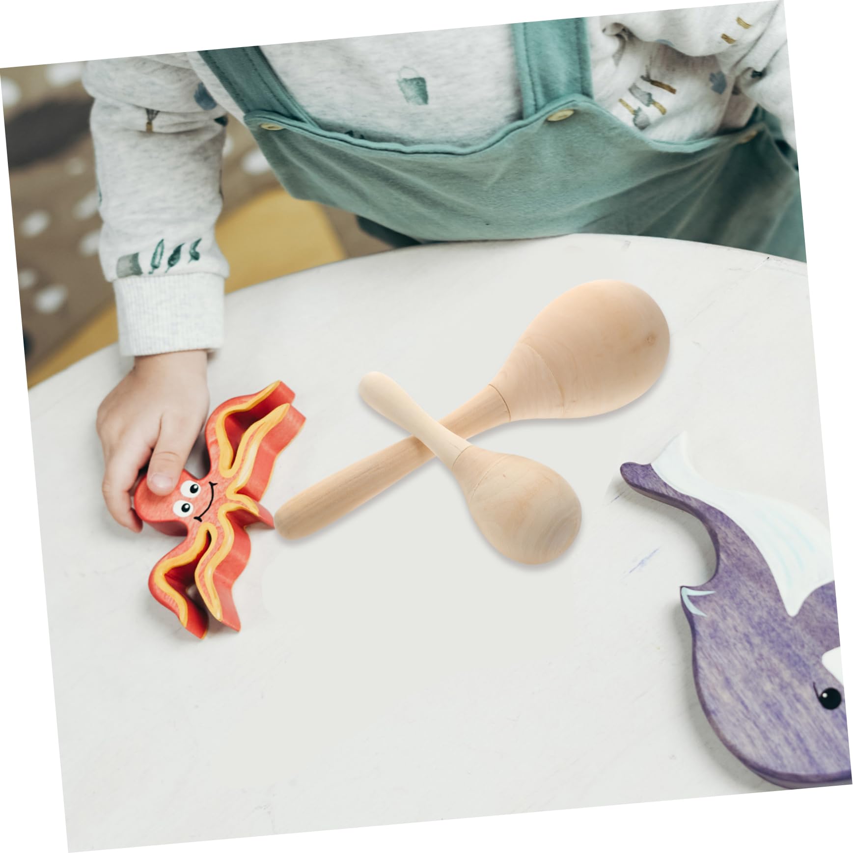 POPETPOP Maracas in Legno per Ragazzo Ragazza 12 Pezzi Sonagli Musicali Fai da Te Superficie Liscia Dimensioni Compatte per Scuola Casa Asilo Strumento Musicale Percussione Educativo