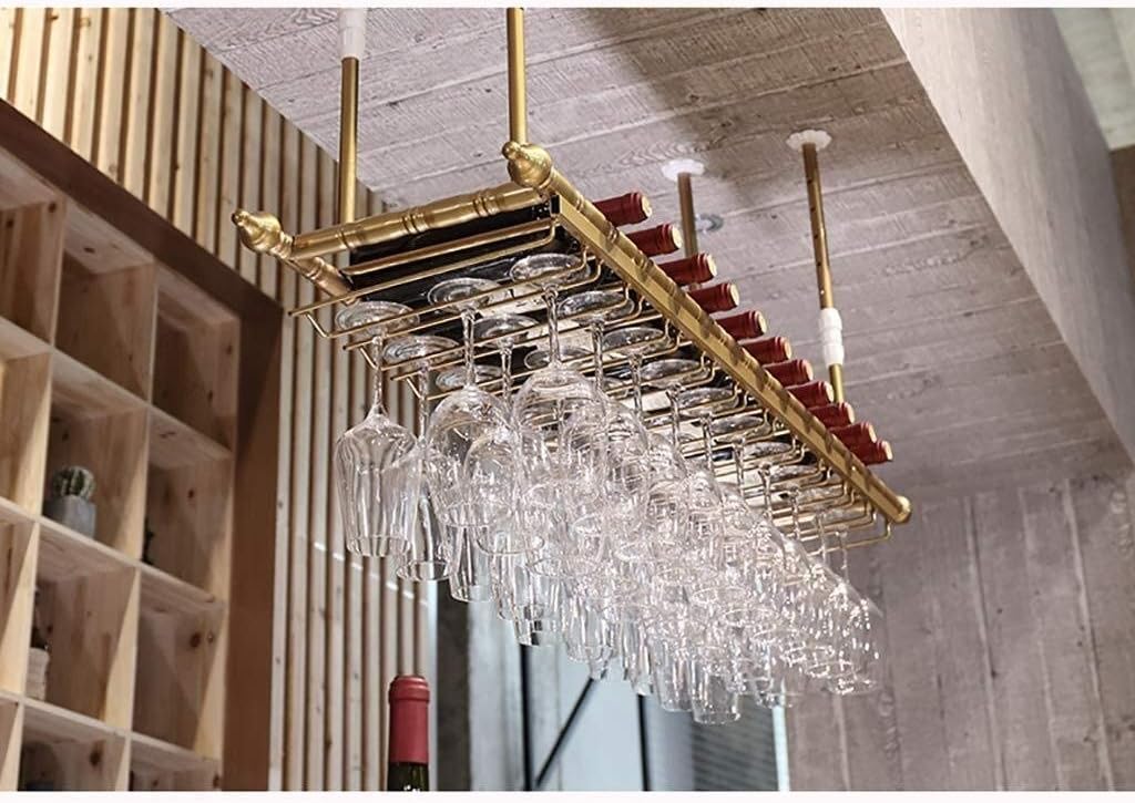 Wine Racks Wine Rack Wine Glass Rack Upside Down Home Bar Table Wine Rack Decoration Goblet Rack Hanging Wine Glass Rack Storage F 120Cm (D 100Cm) image 4