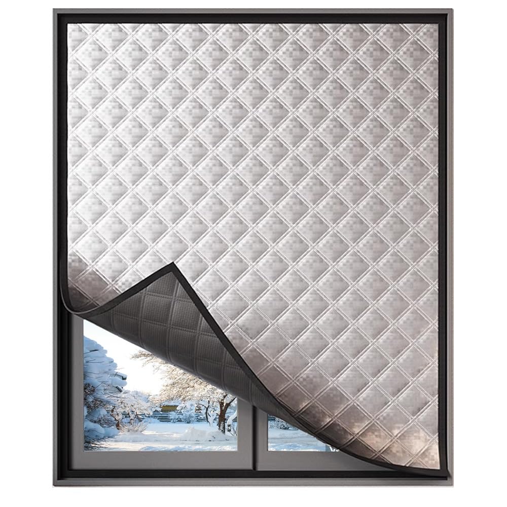 Cortinas para Ventanas Aislante Térmico, Cortina Magnética De Protección Térmica para Ventanas Dormitorio, Película Aislante para Ventanas Adhesivo(120cmx150cm)