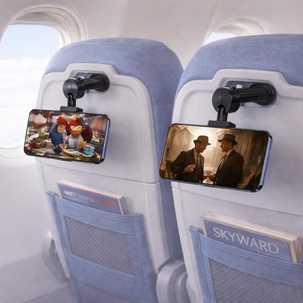 2 Stück Flugzeug-Handyhalterung, Reisezubehör, universelle Handfreie Handy-Ständer, Halterung für Flugzeug, Tisch, Sitz, Schreibtisch, Kreuzfahrt, Auto und Flug, Mini-Größe für Urlaub, iPhone, Samsung