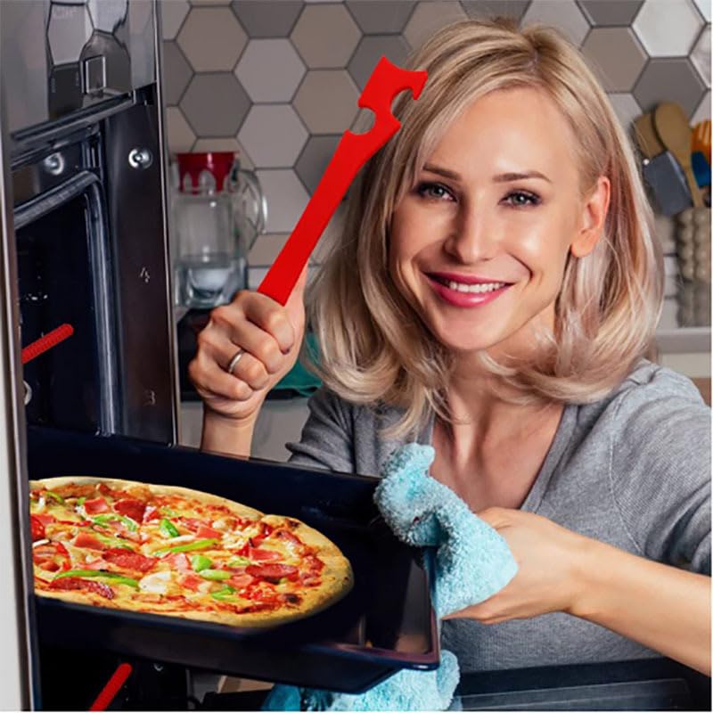 Silicone Oven Rack Push Pull Tool with Longer Handle, Shelf Puller for Air Fryer Toaster and Oven, Stick with Hook Tool for Small Kitchen Appliances, Cool Kitchen Gadgets and Accessories, 8-Inch
