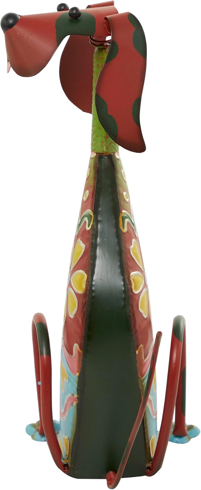 The Deco 79 Metal Dog Decorative Garden Sculpture is a charming and whimsical addition to any indoor or outdoor space. This garden statue features a playful dog design with a beautiful floral pattern that adds a touch of color and personality. Measuring 7" x 11" x 17", this sculpture is the perfect size to display on a patio, garden, or even inside your home.