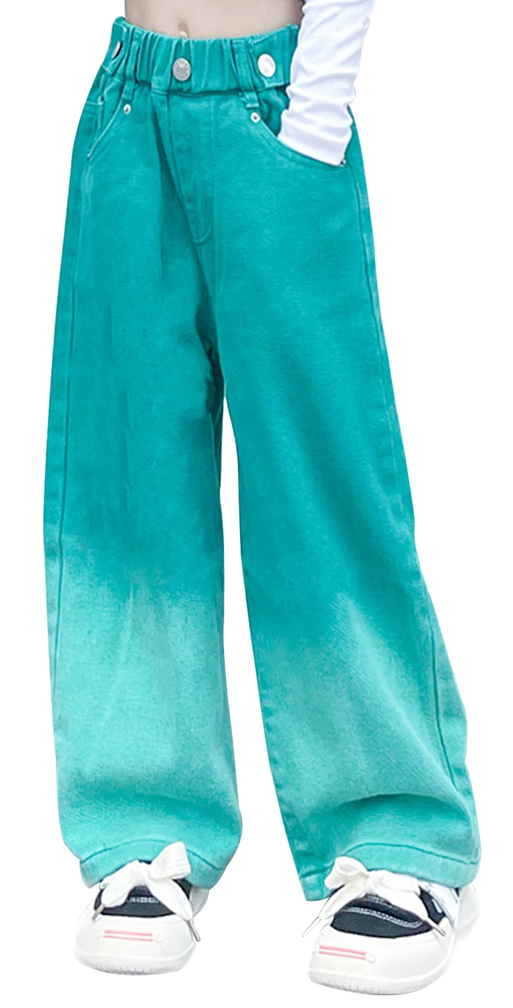 SEAUR Jeans da Bambina e Ragazza, Pantaloni in Denim Larghi, Elasticizzati, con Elastico in Vita, per Bambini, 116-170 - 5-15 Anni