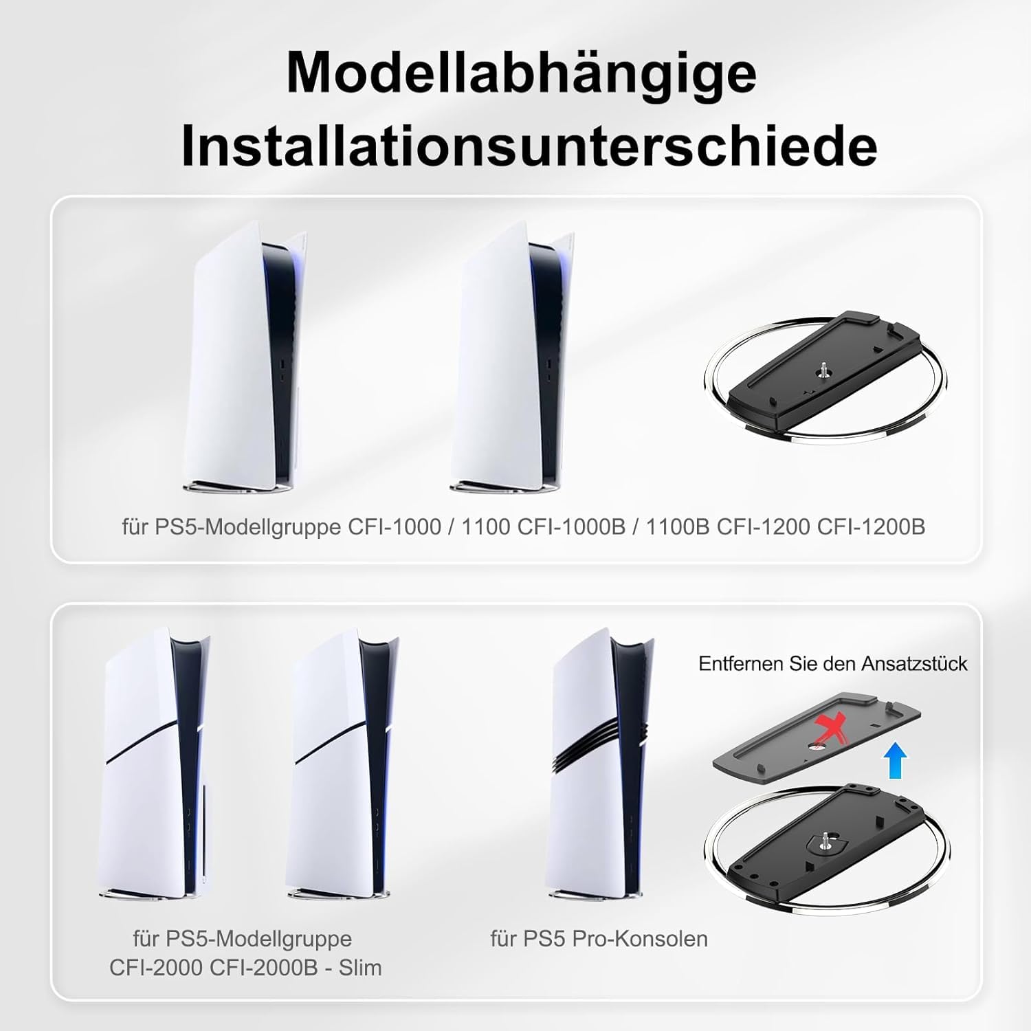 für PS5 Slim Standfuß, Vertikaler Ständer für Playstation 5, PS5Slim, PS5-Pro, Reguläre Modelle, Digital Editions Disc Versions