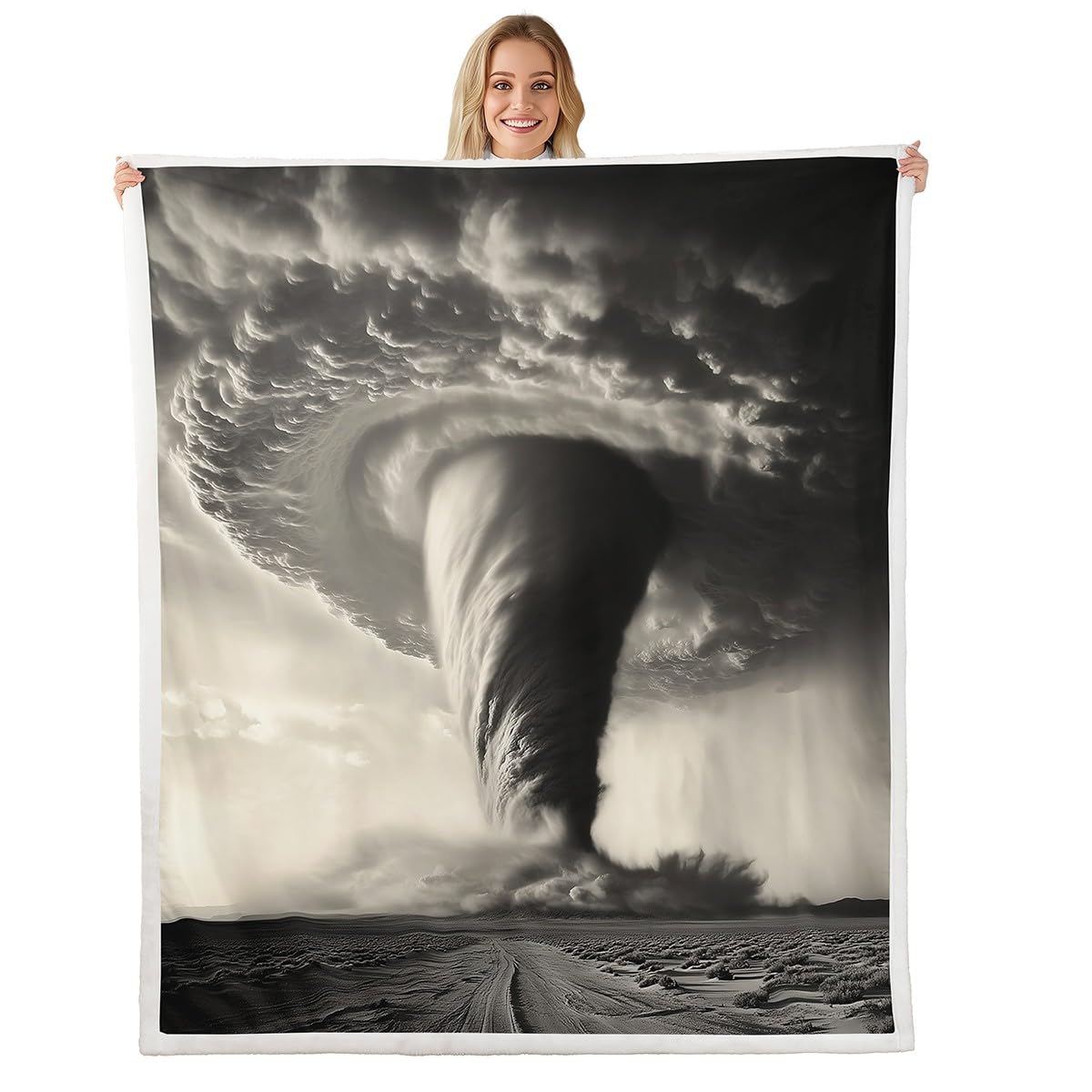 Erosebridal Tornado Throw Blanket 40x50,Natural Disaster Blanket for Crib Stroller Travel,Horror Theme Sherpa Blanket Soft Microfiber for Dorm Chairs,