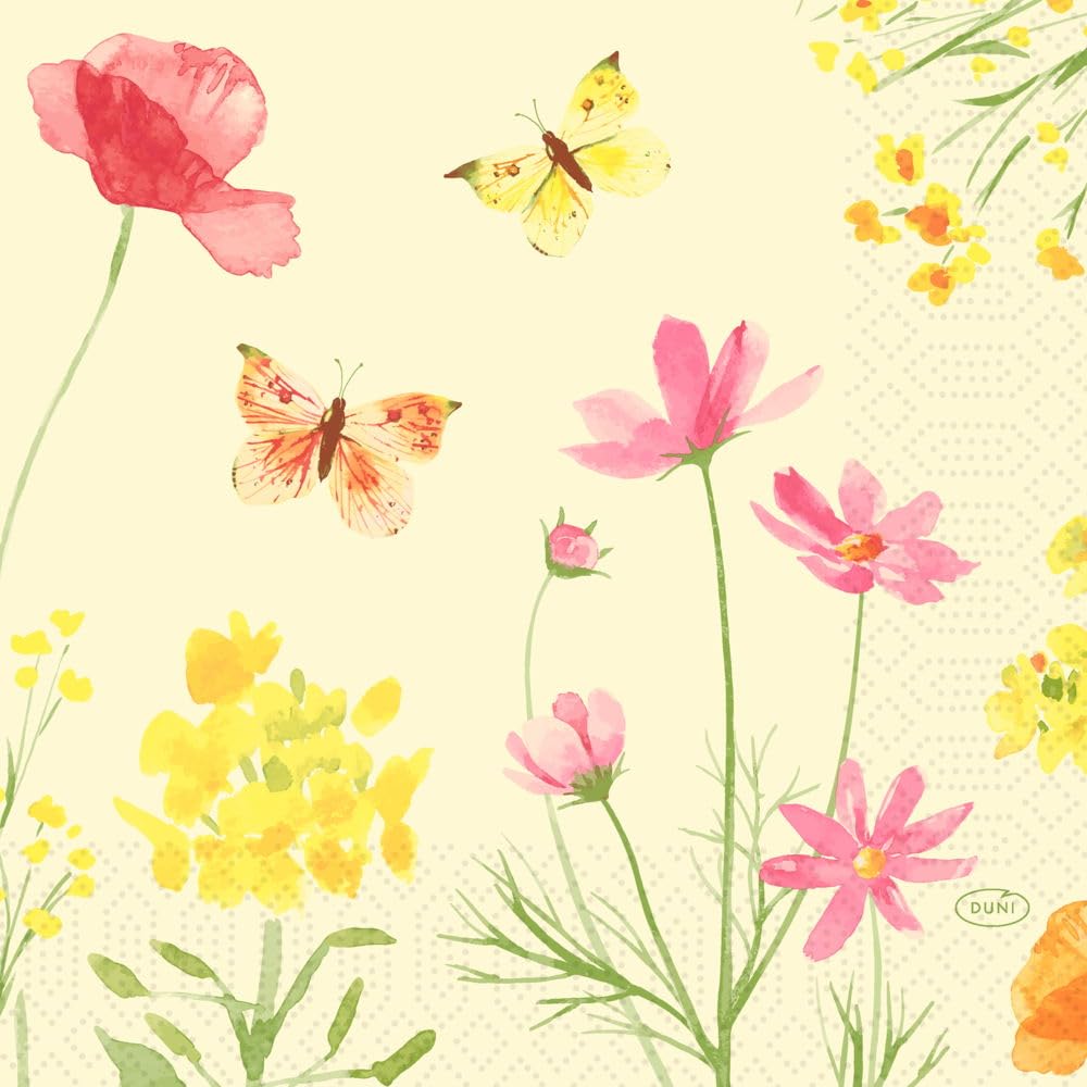 Duni Servietten Poppy Field 33x33 cm, 3lagig, 50 Stück, 1er Pack