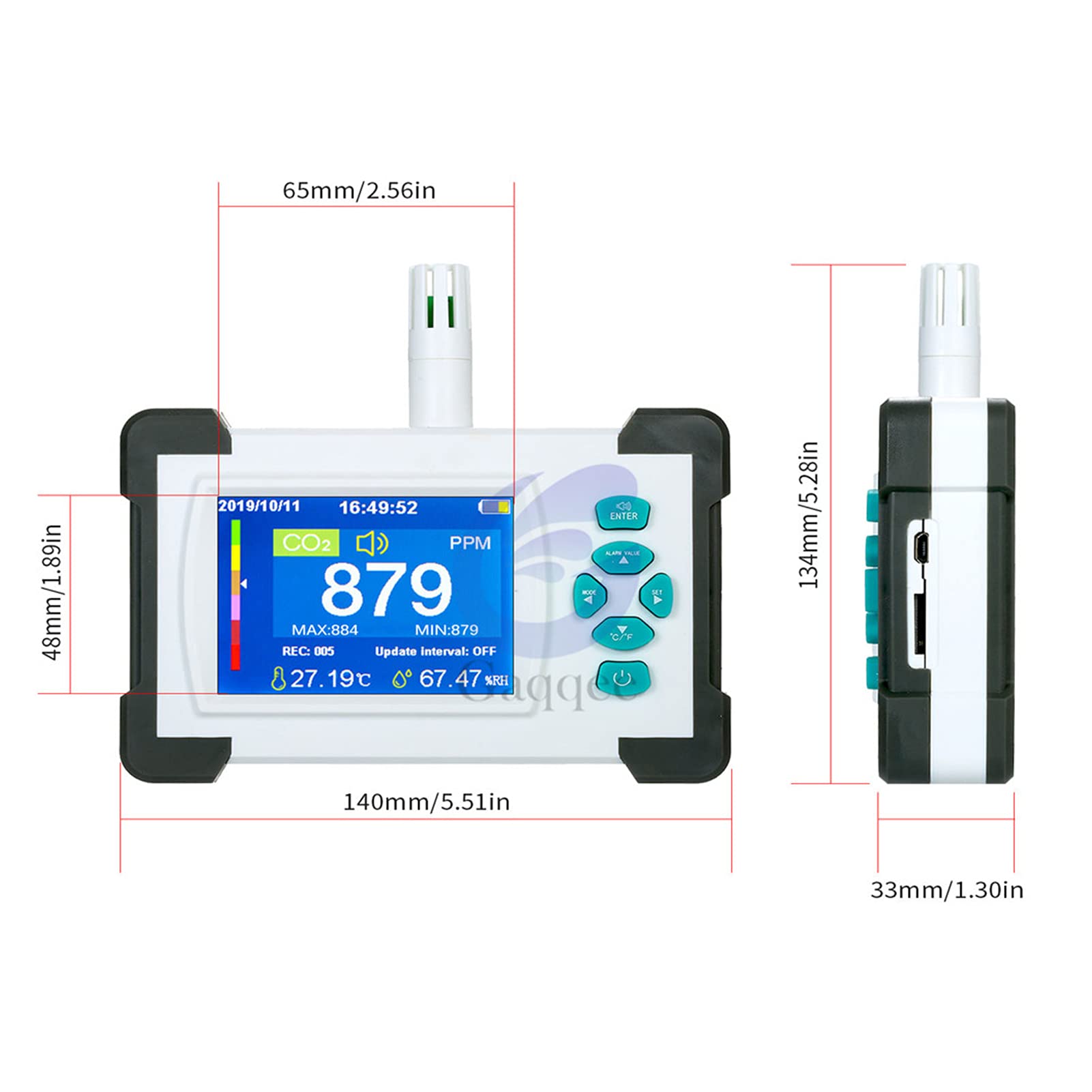 Kohlendioxid-Detektor - Kohlendioxid-Detektor CO2-Messgerät Temperatur-Feuchtigkeitssensor-Tester Luftqualitätsmonitor