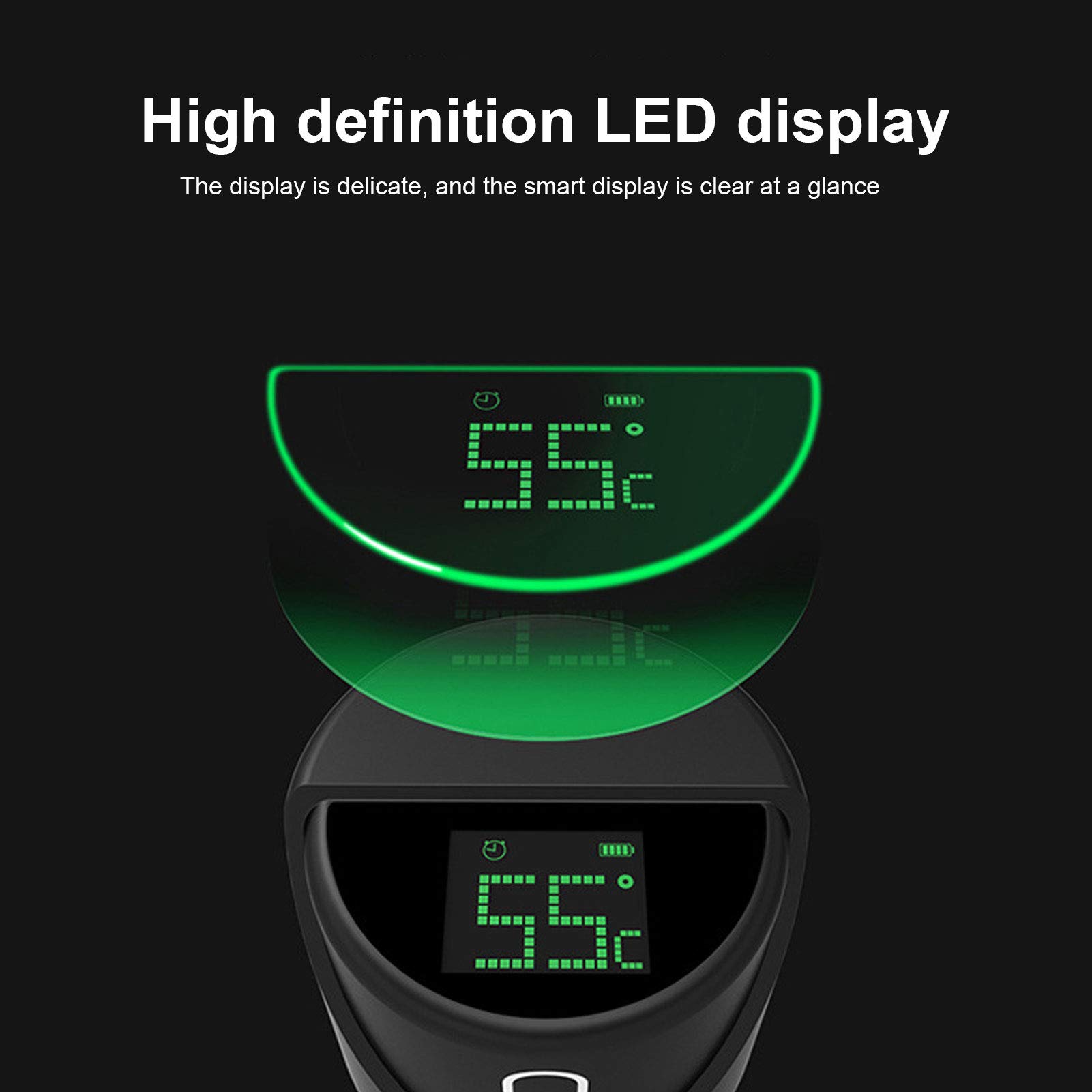 JTLB Taza de Vacío Térmica Inteligente de 340 Ml con Pantalla LED de Temperatura y Capacidad de Carga USB (Negro)