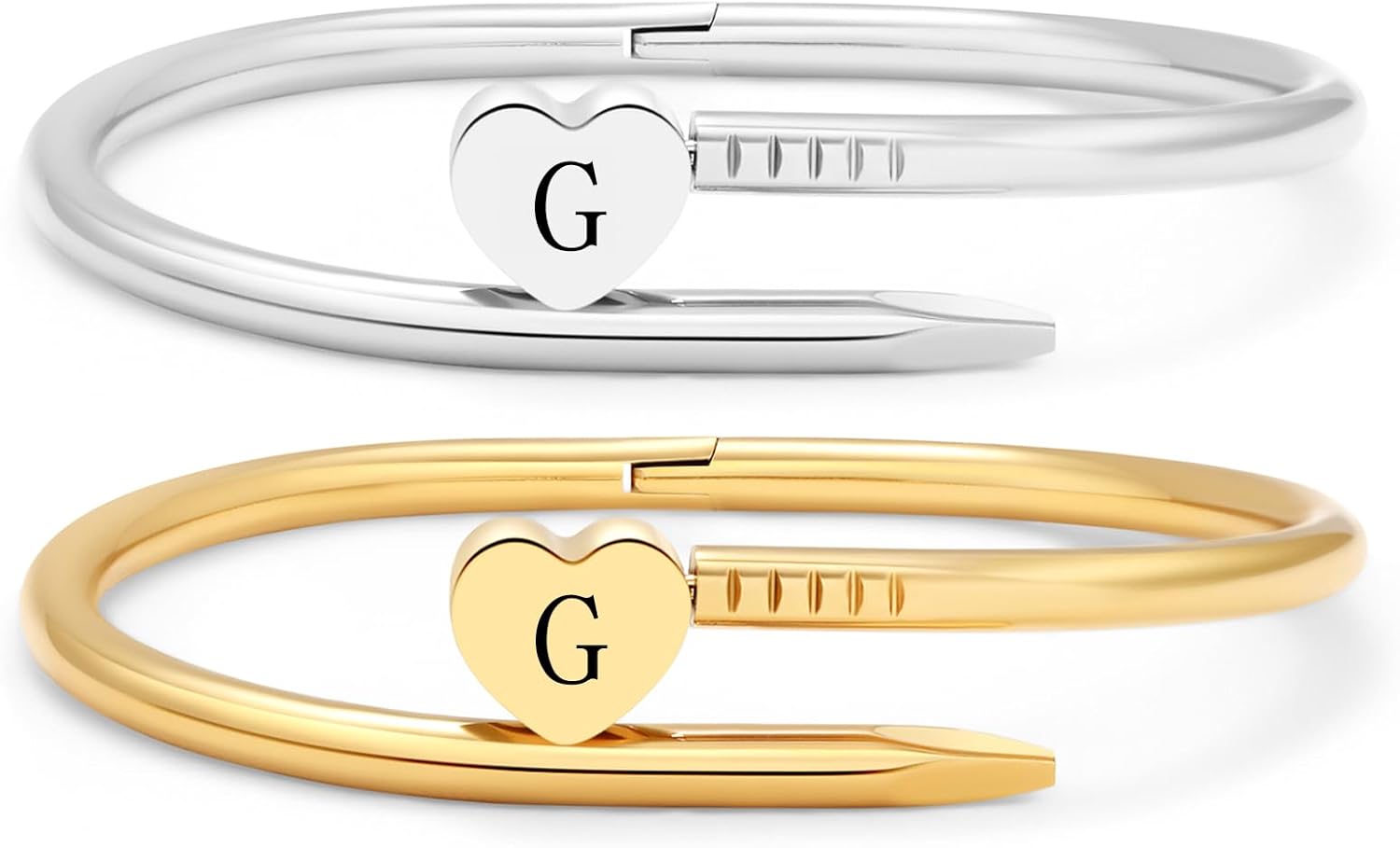 18K Gold Plated Love Bangle Bracelet,Women Gold Plated Heart Initial A-Z Letter Cuff Bracelets,womens bracelets trendy