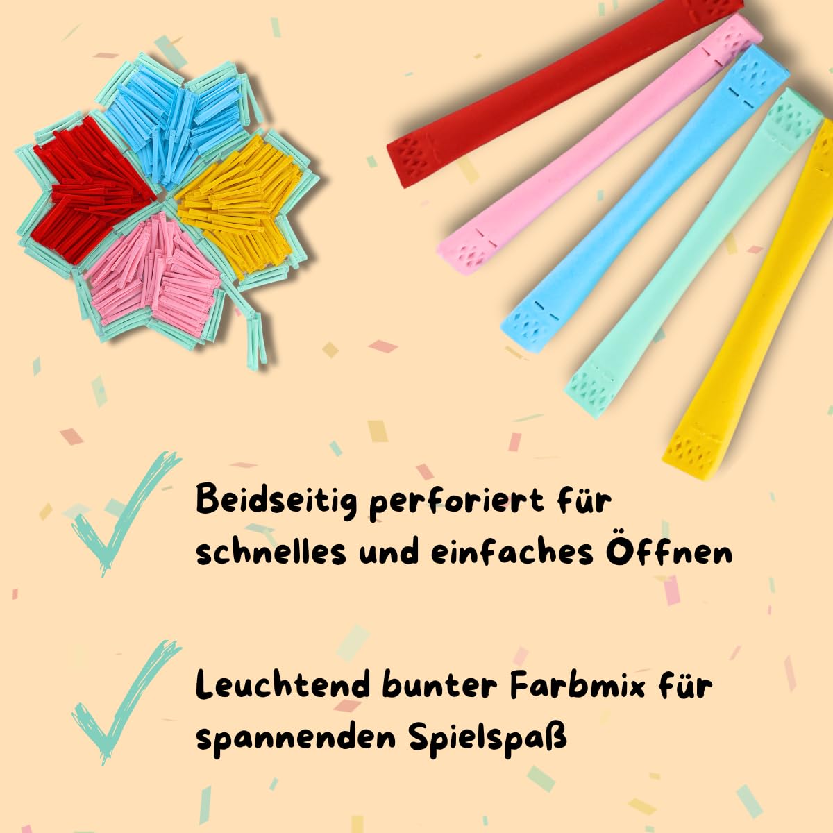 Tombolalose Lospaket 500 Gewinne 1-500 fortlaufend nummeriert, 10x50 Sicherheitslose, bunt gemischt, perforiert, ideal für Tombola & Verlosung