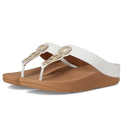 FitFlop Fino Crystal Chain Leather Toe Post Sandals Women