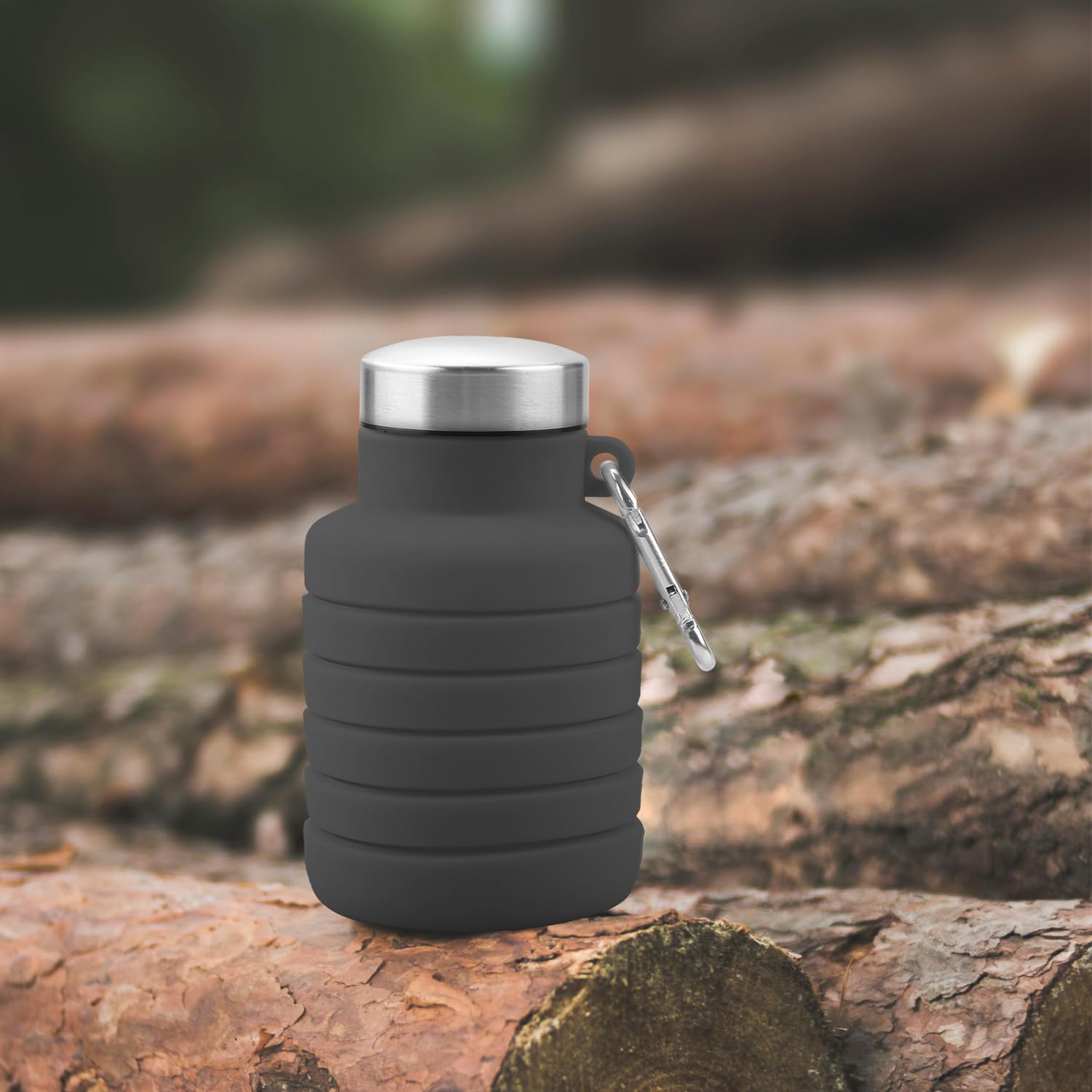 Rumyve Silicone Water Bottle,Collapsible Portable Travel Bottle,Leakproof Sports Bottles Outdoor Accessories for Hiking Camping Running(Grey) - Image 4