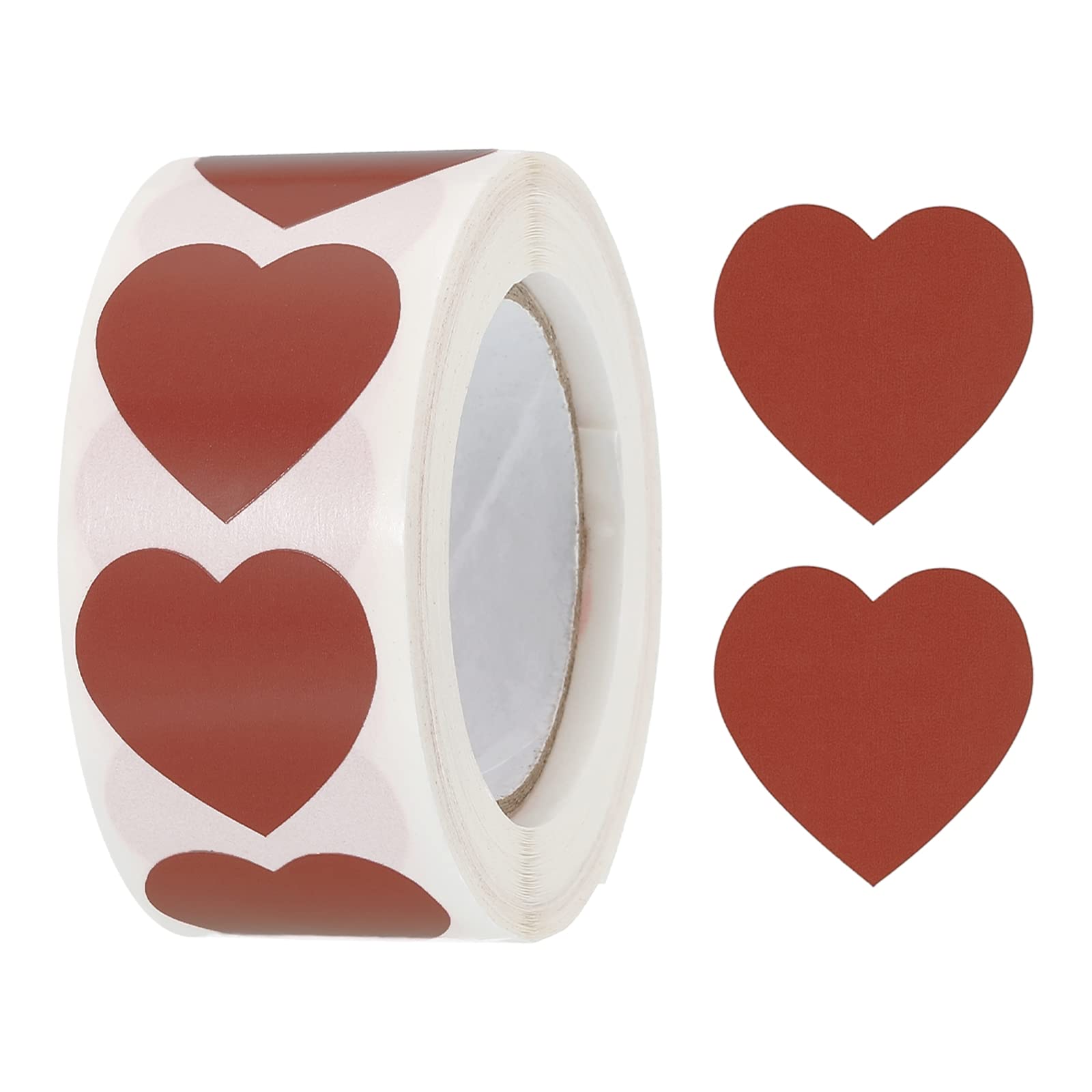 sourcing map 500 Pcs Heart Shaped Sticker 1 Inch Self-Adhesive Love Sticker Label Heart Decorations for Envelope,Valentine Day,Wedding Party, Purple Rose