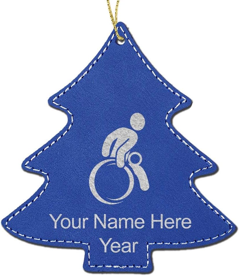LaserGram Personalized Christmas Ornament, Wheelchair Rugby, Faux Leather, Custom Laser Engraved Gift Idea (Tree Shape, Dark Brown)