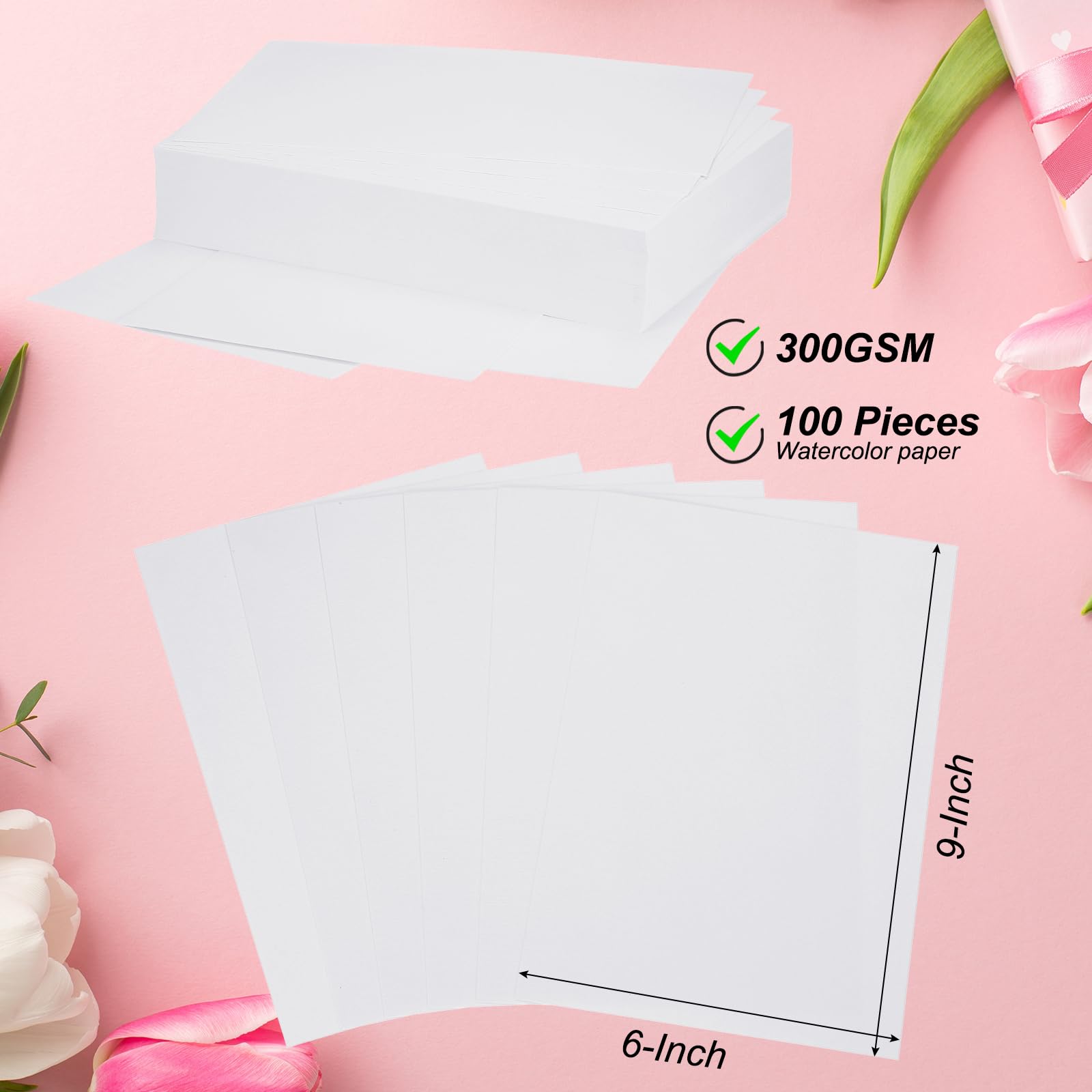 PATIKIL 100Stk Aquarellpapier Reine Baumwolle 140lb/300 GSM Aquarellpapier Postkarten Blanko Wasser Malfarbe Papier für Kunst Malerei Aquarell Zeichnung Künstler 6x9"