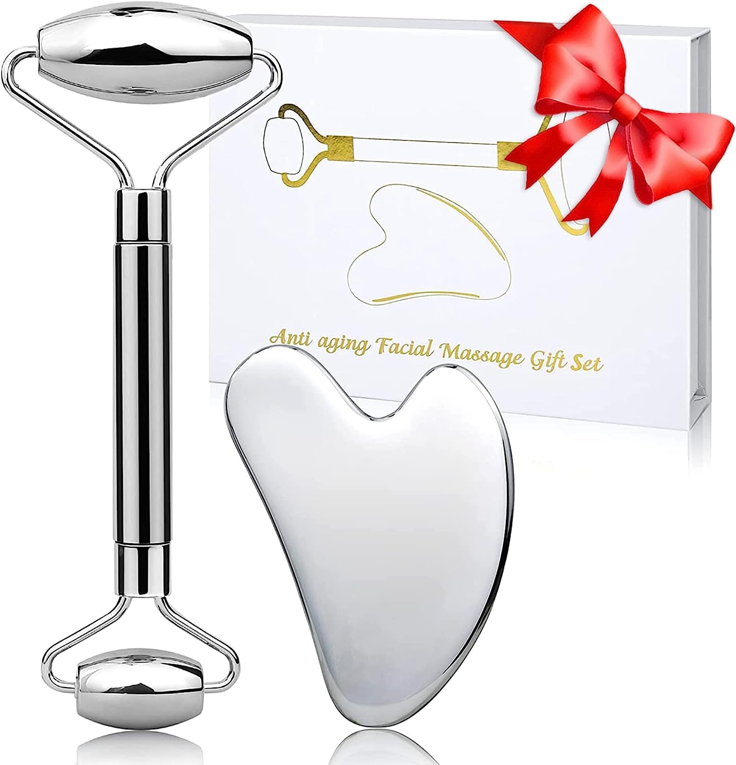 URBANSTREAM Gua Sha Facial Tool - Stainless Steel Face Massage Metal Massager for Skincare and Face Lifting