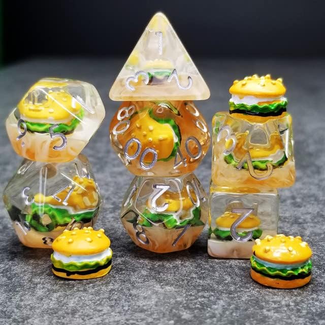 Miniatura 1 de Sage's Portal Familiars and Reagents - Juego de dados poliédricos de resina para Dungeons and Dragons RPG de mesa TTRPG (Hamburguesa)