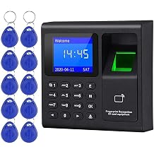 Time Clock, Intelligent Biometric Fingerprint Time Attendance Machine Check-in Device Access Control Keypad Key Fobs for Business, Office