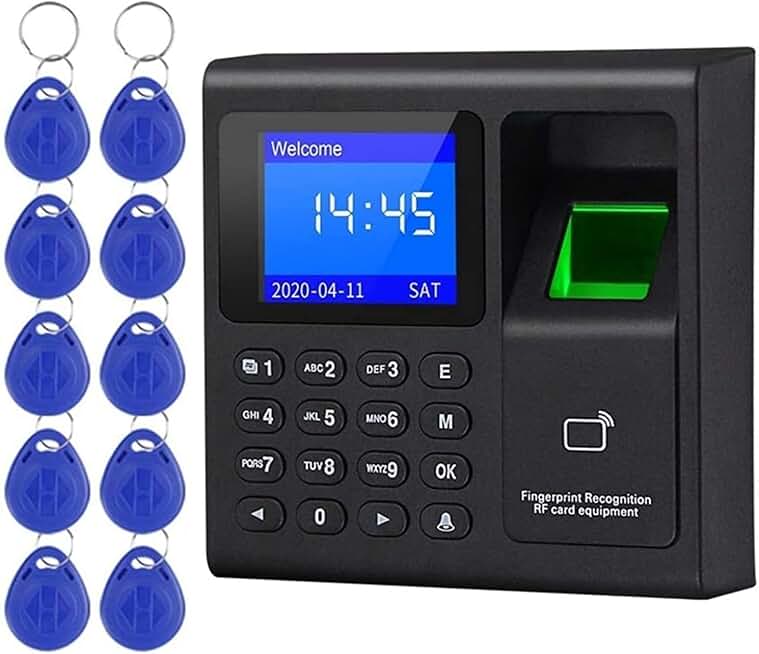 Time Clock Intelligent Biometric Fingerprint Time Attendance Machine Check-in Device Access Control Keypad Key Fobs Office Electronics Products,