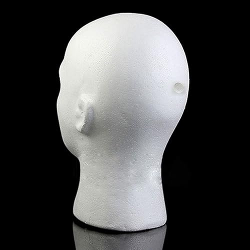 Miniatura 5 de Modelo de cabeza masculina, maniquí de espuma, modelo de cabeza, peluca, sombrero, maniquí de espuma, color blanco (estilo 3)